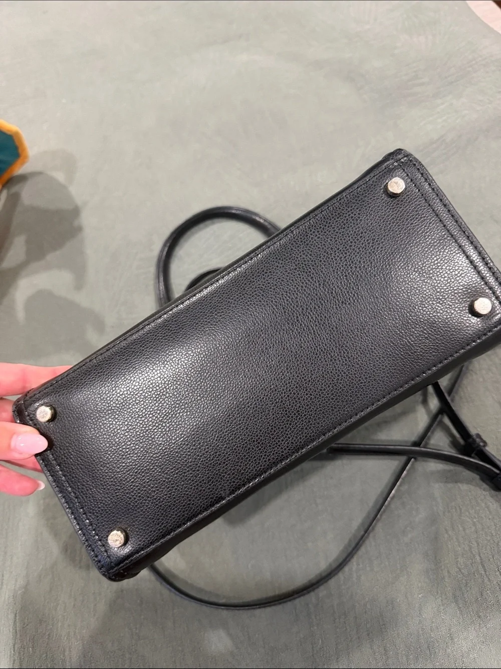 kate spade Black and Cream Leather Satchel with Gold Hardware